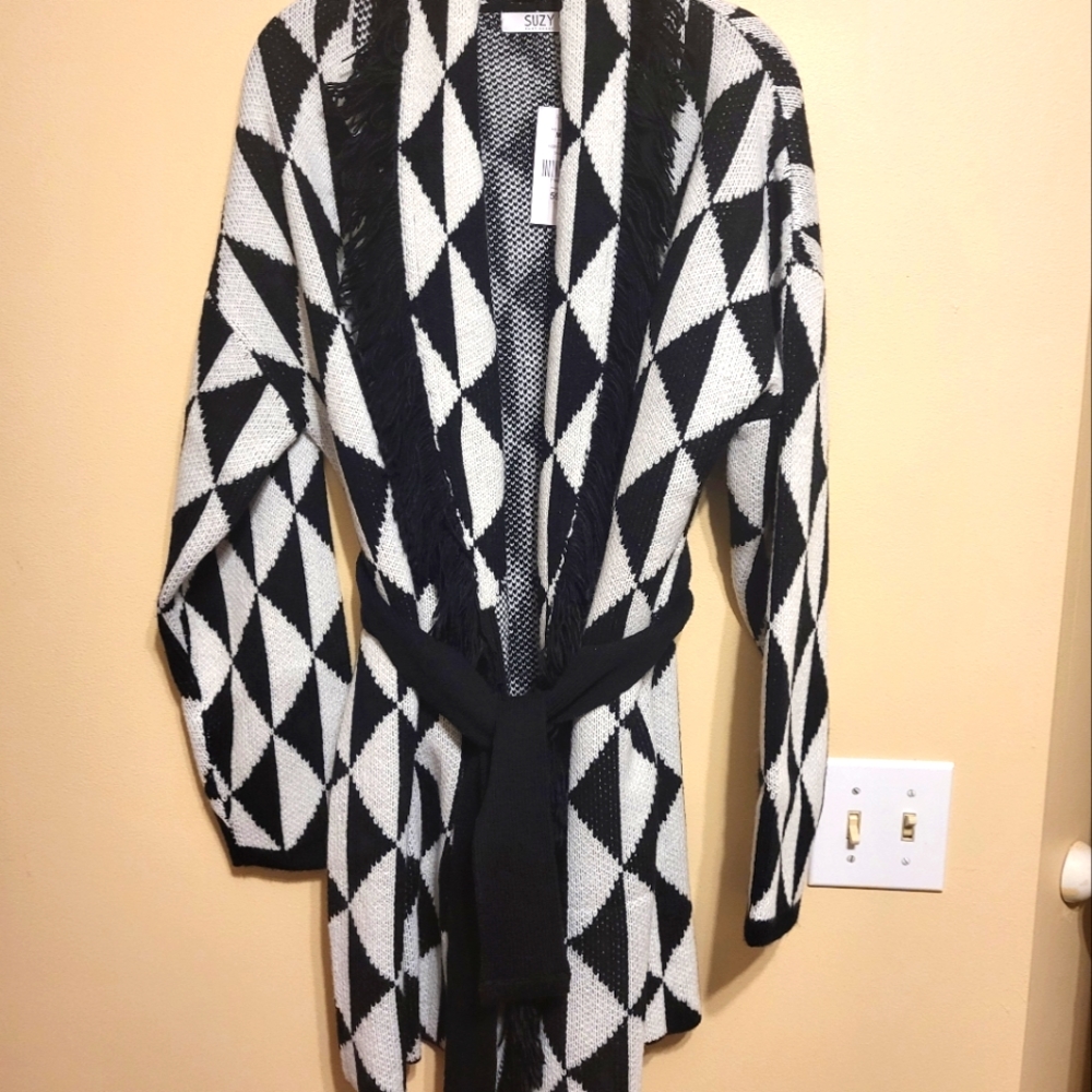 NWT fringed collar sweater wrap
